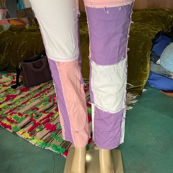 Tri color patchwork high rise jeans NWOT - Picture 7 of 8